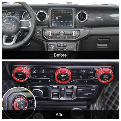 ETL INDUSTRIES Air Conditioner Switch Knob Cover Headlight Knob Cover AC Button Trims for Jeep Wrangler 2018-2023 JL JLU & 2020-2023 Gladiator