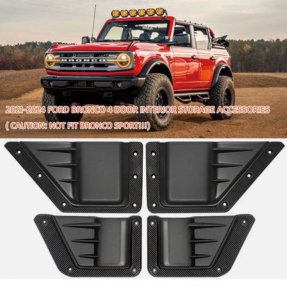 4PCS Front & Rear Door Storage Pockets with Cup Holder for Ford Bronco 2021-2024 4-Door – Drop-in Organizer
