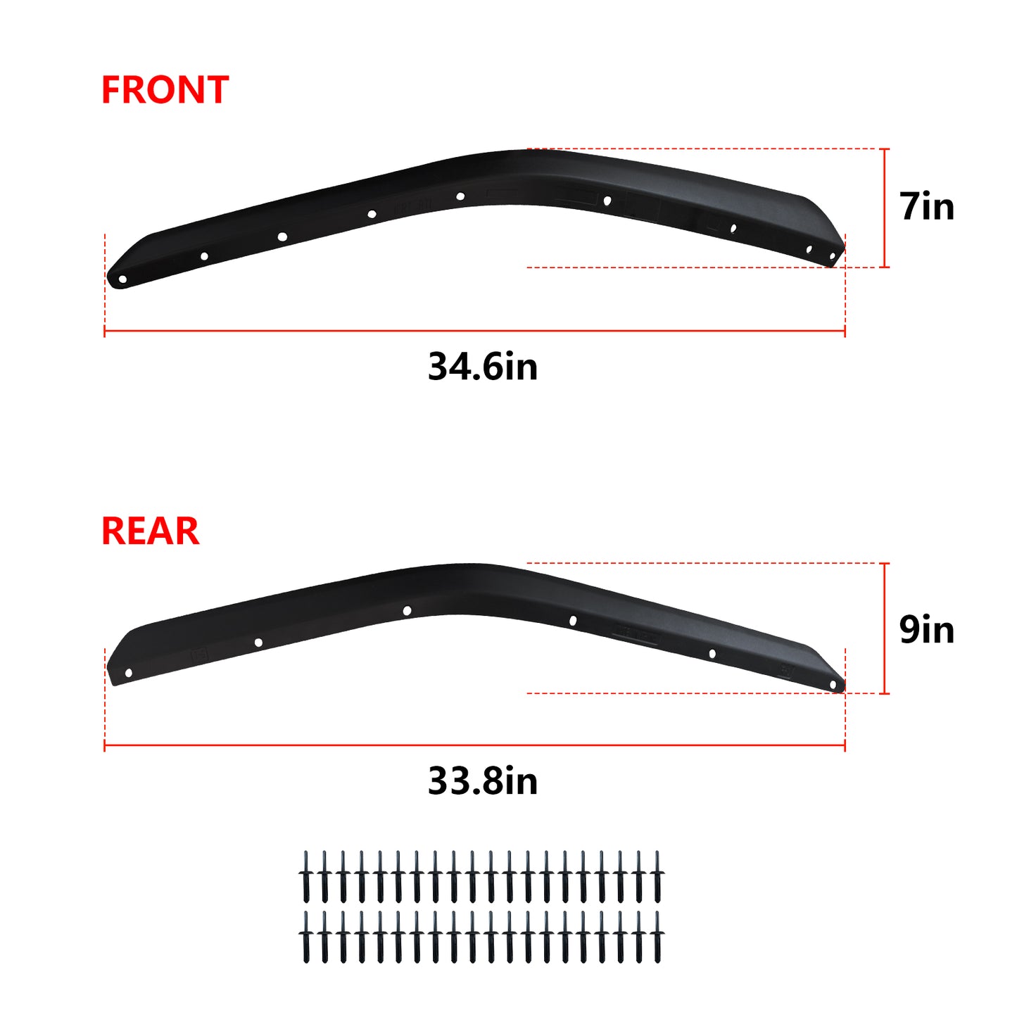 ETL INDUSTRIES Front & Rear Fender Flares Extensions Set for 2020-2024 Jeep Wrangler JT Mojave & Rubicon(Fit for JT High Fender)