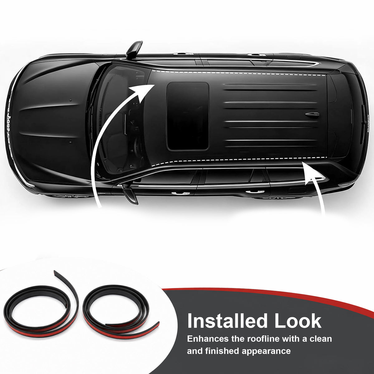 Pair Roof Drip Molding Strip for Jeep Grand Cherokee 2011-2022 – Left & Right Rubber Weatherstrip Seal (Replaces 55079291AD & 55079290AD)