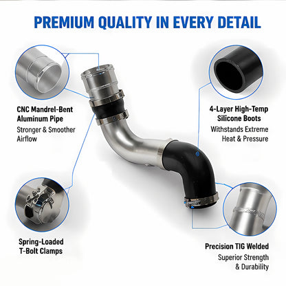 Aluminum Intercooler Pipe Kit for 2011-2016 Ford F250 F350 F450 6.7L PowerStroke – Cold Side, Silver