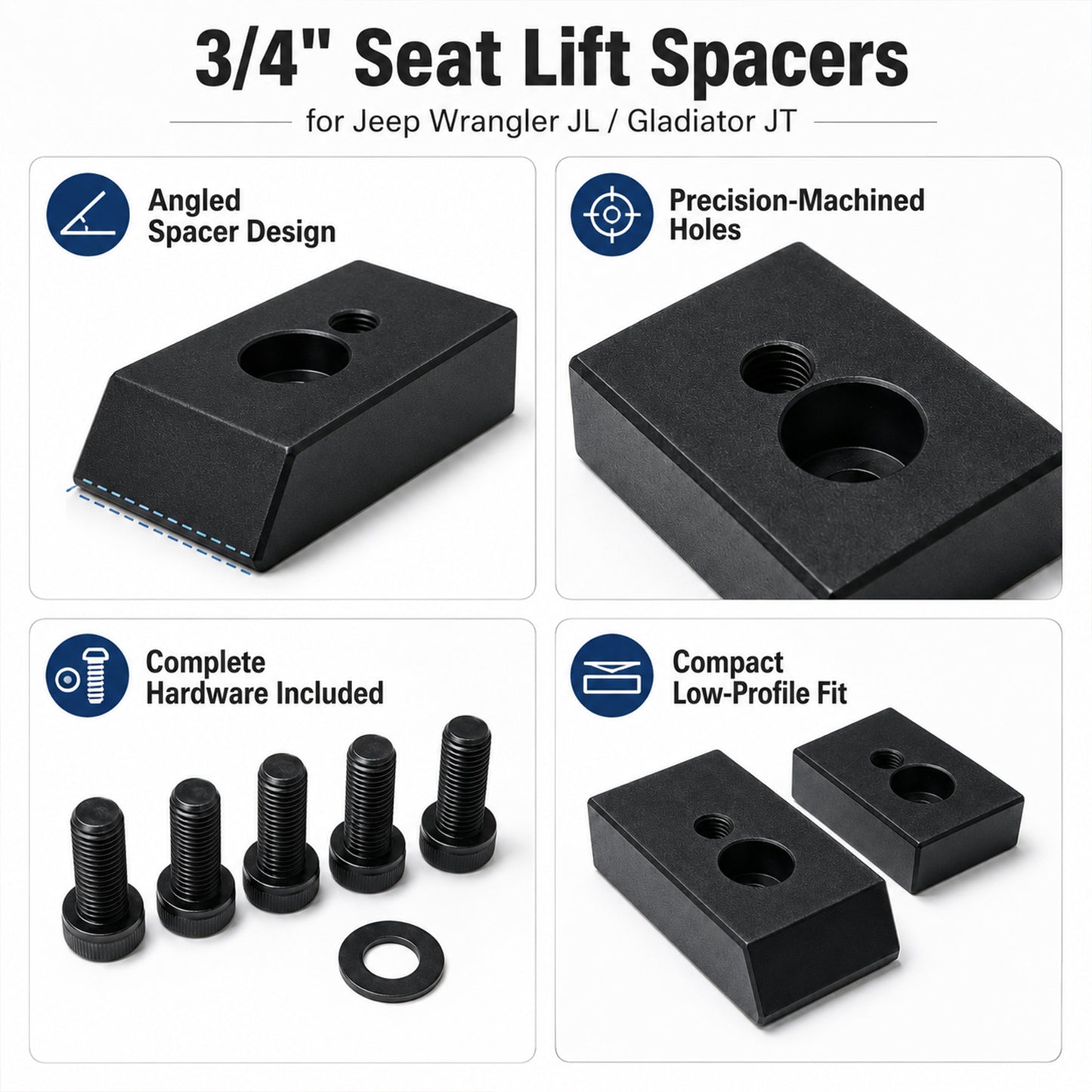ETL INDUSTRIES Seat Riser Lift for Jeep JL/JT – 3/4" Front Seat Spacer, Tall Driver Comfort