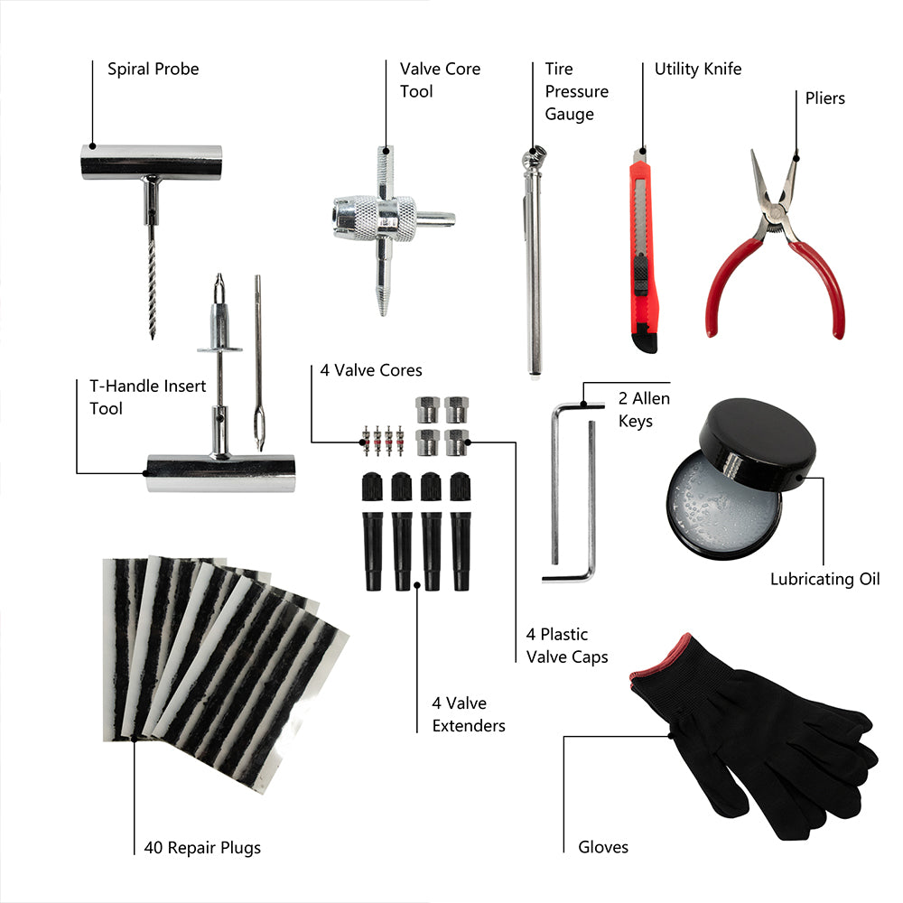 ETL INDUSTRIES 69Pcs Tire Plug Repair Kit – Heavy Duty Flat Tyre Fix Tool Set for Cars Trucks ATV, with Storage Case