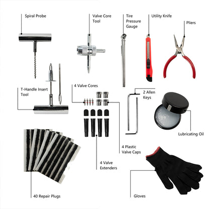 ETL INDUSTRIES 69Pcs Tire Plug Repair Kit – Heavy Duty Flat Tyre Fix Tool Set for Cars Trucks ATV, with Storage Case