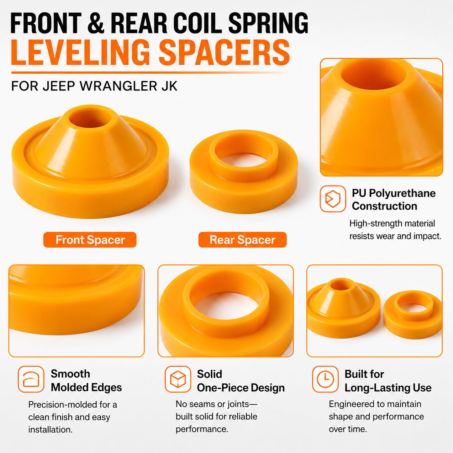 ETL INDUSTRIES 3/4" Lift Kit for Jeep JK 2007-2018 – 4Pcs Spacer Leveling Kit, Front & Rear