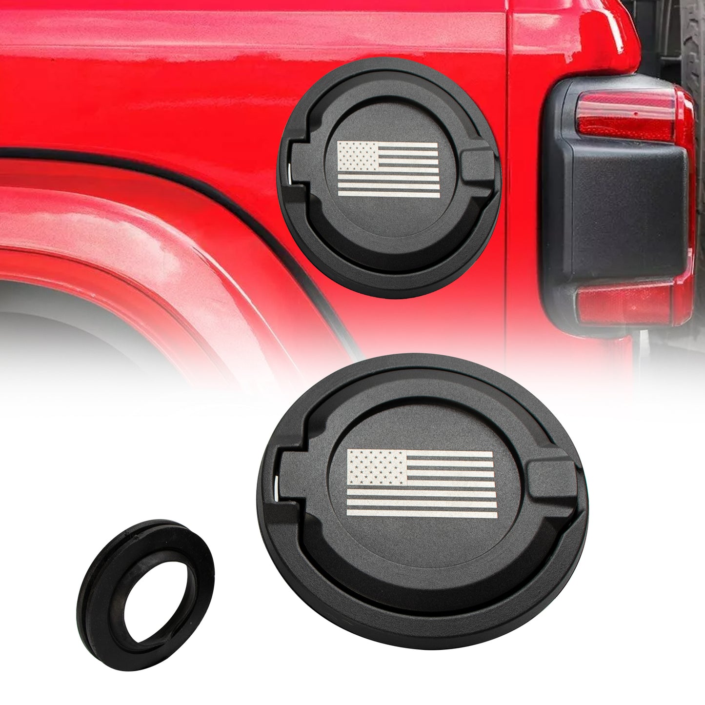 ETL INDUSTRIES Gas Tank Cap Cover American flag Fuel Filler Door for Jeep Wrangler 2018-2024 JL & Unlimited