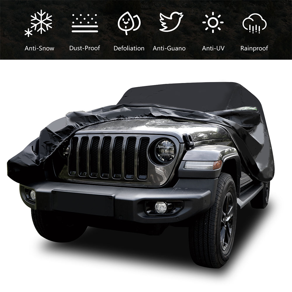 ETL INDUSTRIES Thickened Car Cover for Jeep Wrangler Waterproof 4 Door, Outdoor Full Exterior for Jeep Covers Fits JK JL TJ YJ CJ (Jeep Wrangler Cover -4D, Silver)