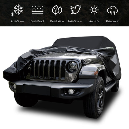 ETL INDUSTRIES Thickened Car Cover for Jeep Wrangler Waterproof 4 Door, Outdoor Full Exterior for Jeep Covers Fits JK JL TJ YJ CJ (Jeep Wrangler Cover -4D, Silver)