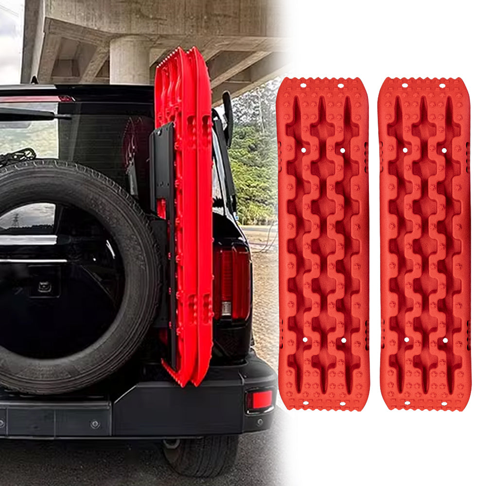 ETL INDUSTRIES Plastic Off-Road Traction Board Recovery Tracks 4WD Tire Ladder Traction Mats with Bag for Truck | Sand | Mud | Snow Ladder Ramps (Red)