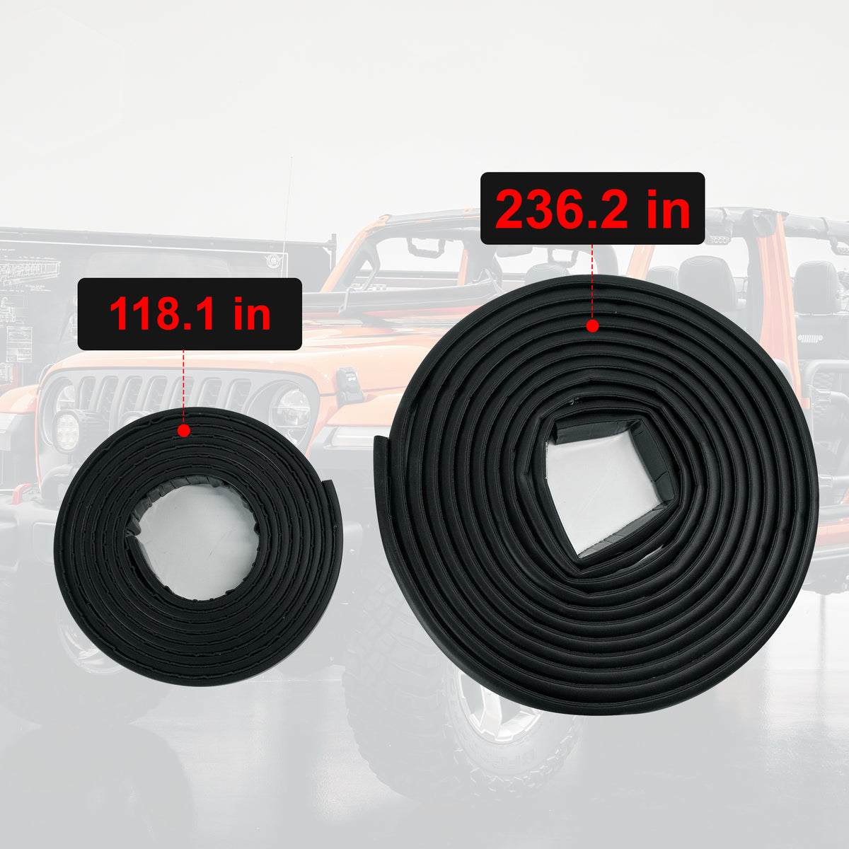 Hardtop Seal Kit for Jeep Wrangler JK/JL 4-Door & Gladiator JT – Weatherstrip Soundproof Rubber Sealing Strips