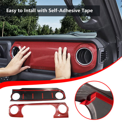 ETL INDUSTRIES Center Console Trim Dashboard Panel Cover for Jeep Wrangler JL JLU & Gladiator JT 2018-2023 Decorative Interior Accessories (Red)