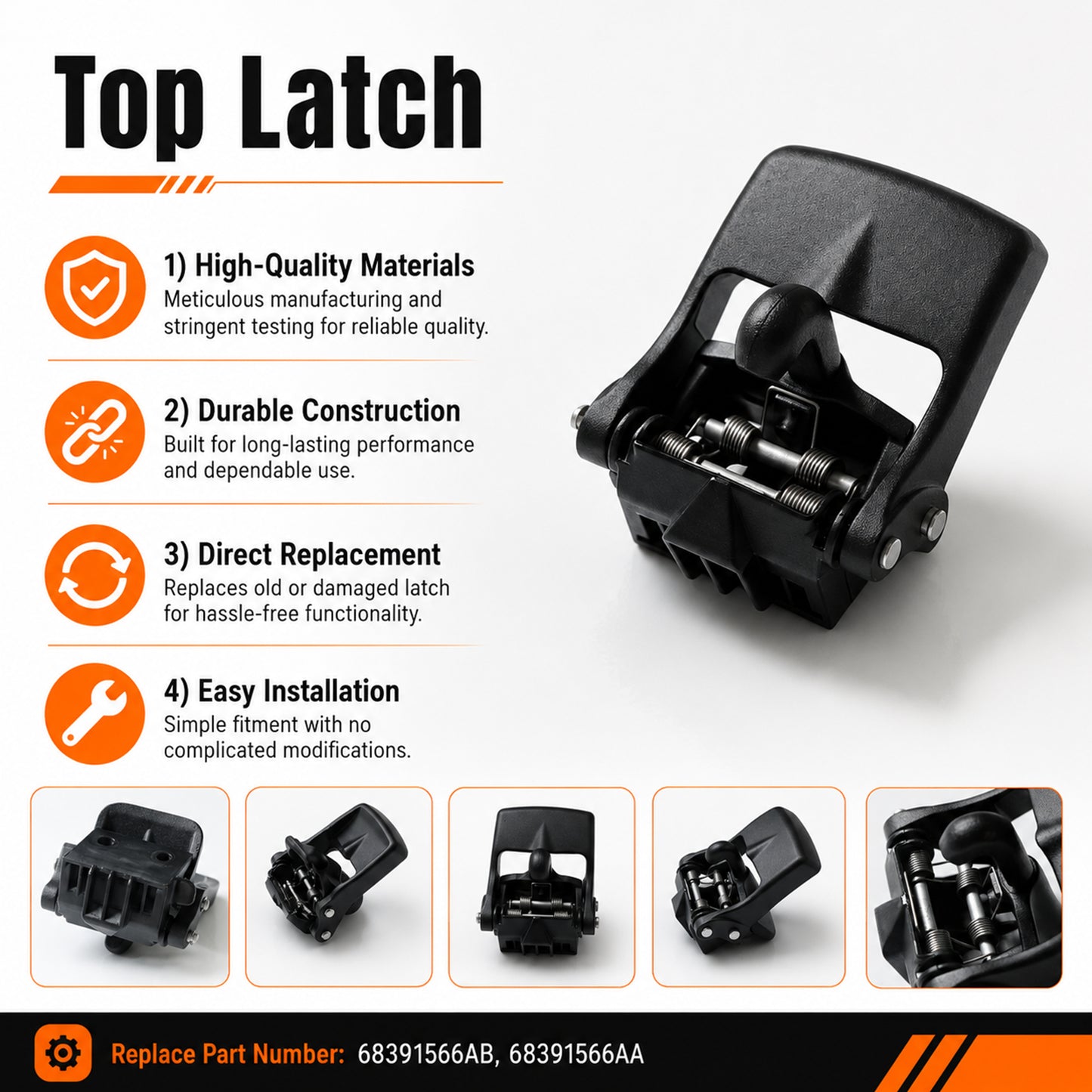 ETL INDUSTRIES Folding Top Latch for Jeep JL/JT – Replaces 68391566AB, Direct Fit