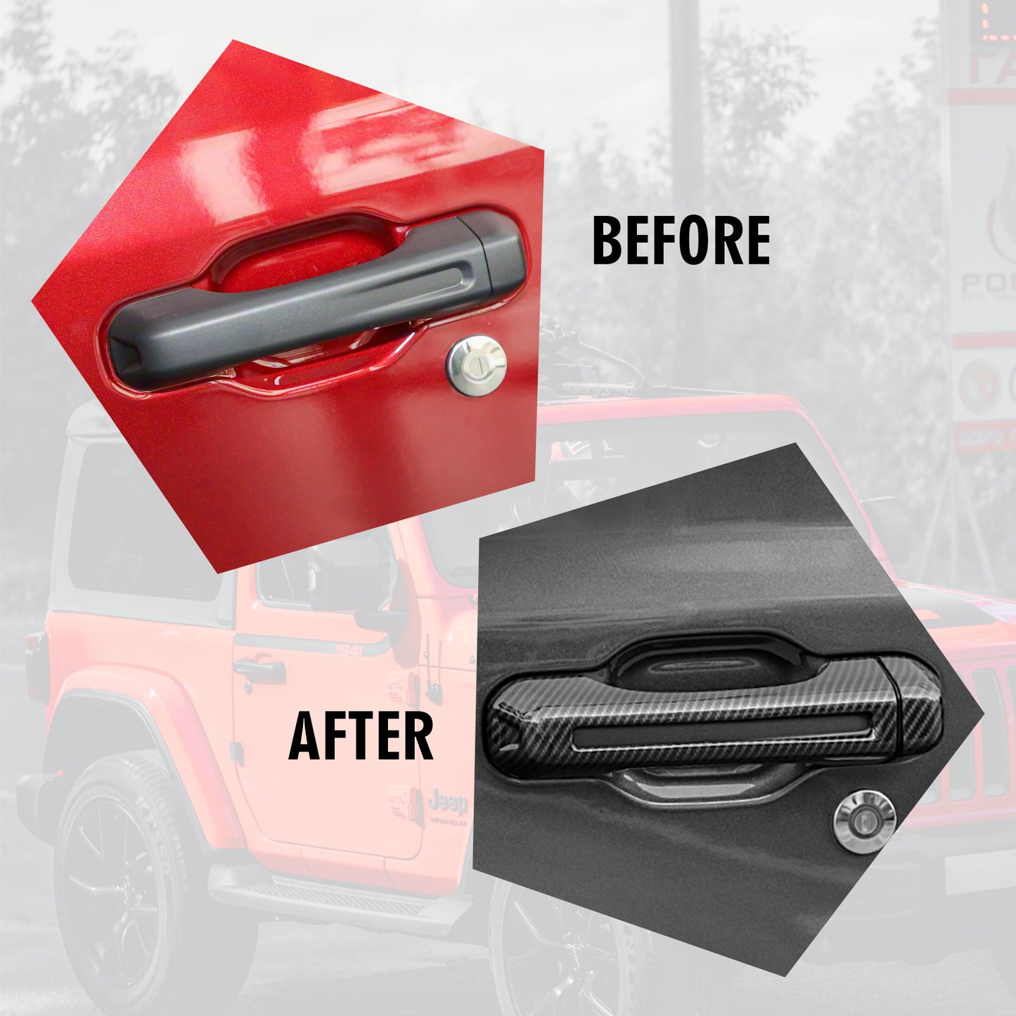 ETL INDUSTRIES 10PCS Door Handle Cover Trim Kit for Jeep Wrangler JL JLU 2018-2025 – Carbon Fiber Pattern, Exterior Accessories with Tailgate Handle Cover