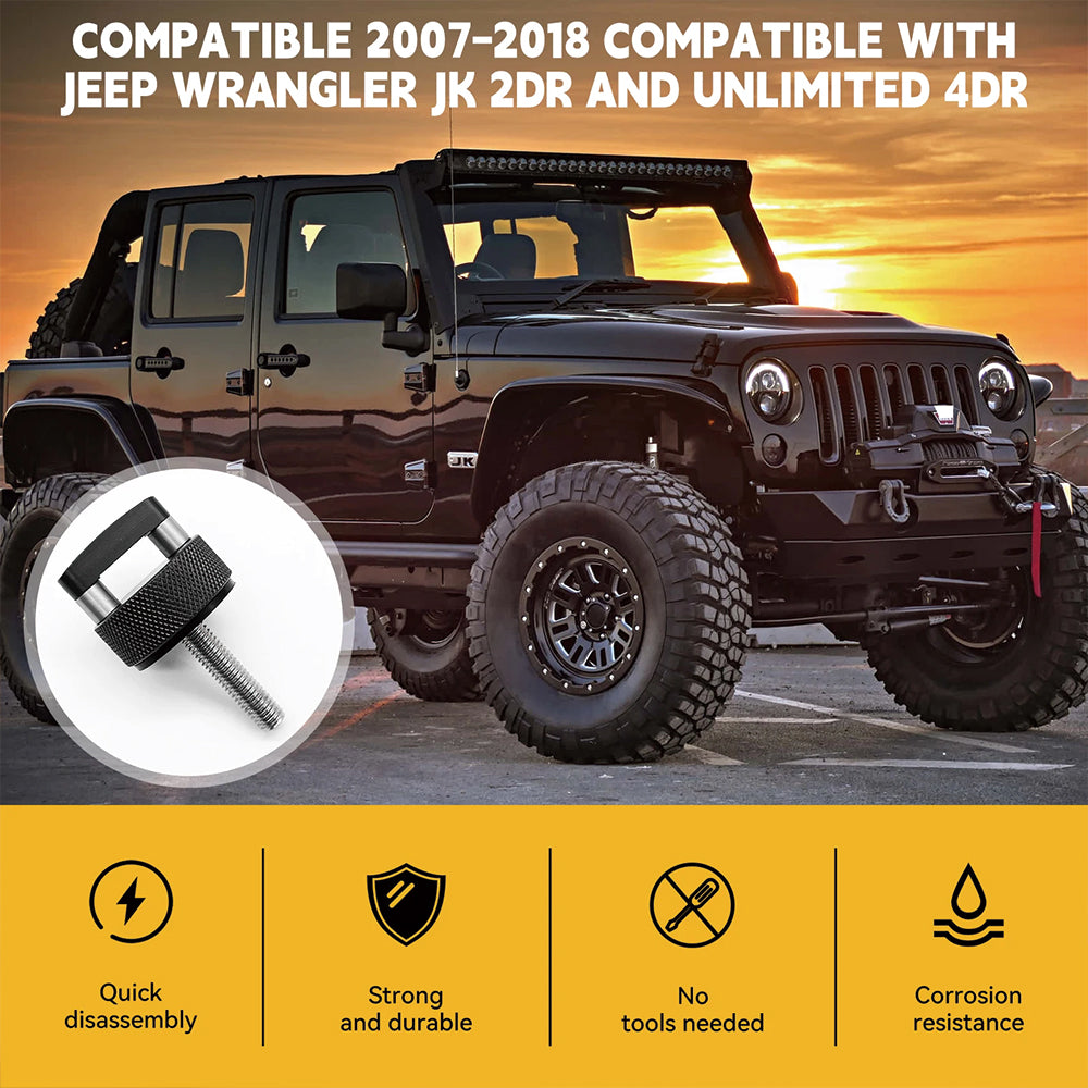 ETL INDUSTRIES Hard Top Quick Removal Fastener Thumb Screw with D Ring for 2007-2018 Jeep Wrangler JK, 2018-2022 JL & Gladiator JT