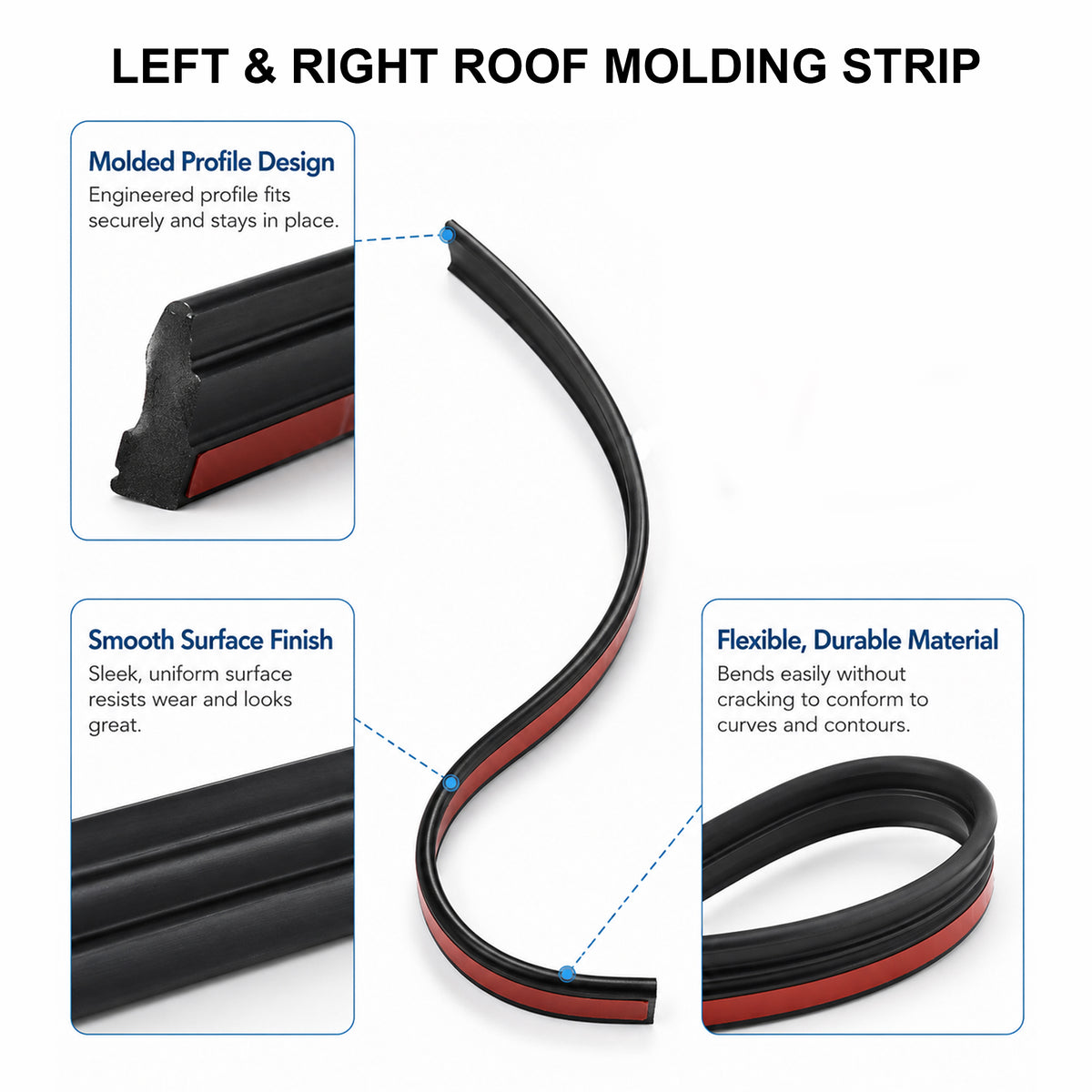 Pair Roof Drip Molding Strip for Jeep Grand Cherokee 2011-2022 – Left & Right Rubber Weatherstrip Seal (Replaces 55079291AD & 55079290AD)