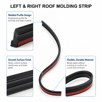 Pair Roof Drip Molding Strip for Jeep Grand Cherokee 2011-2022 – Left & Right Rubber Weatherstrip Seal (Replaces 55079291AD & 55079290AD)