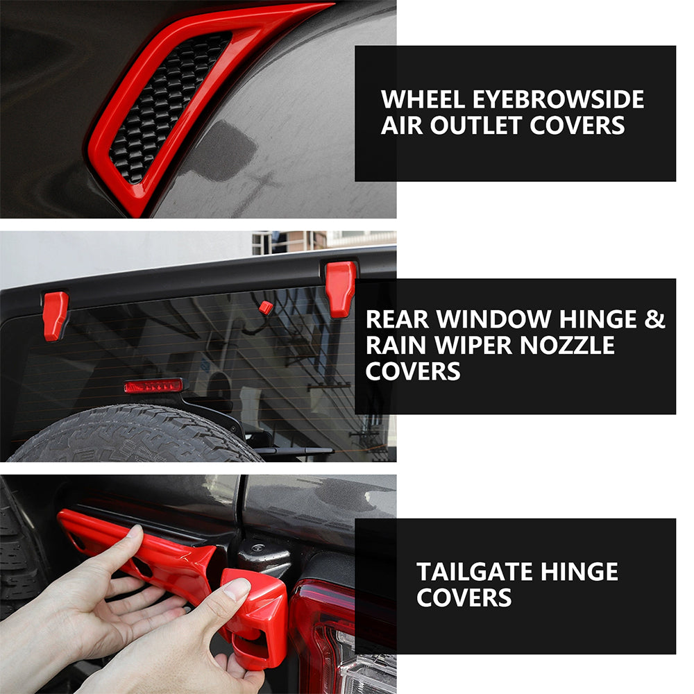 ETL INDUSTRIES 26PCS Exterior Decoration Trim Kit for 2018-2023 Jeep Wrangler JL JLU, Door Hinge Handle Tailgate Engine Hood Hinge Hood Latch Rear Window Wheel Eyebrow Side Air Outlet Cover