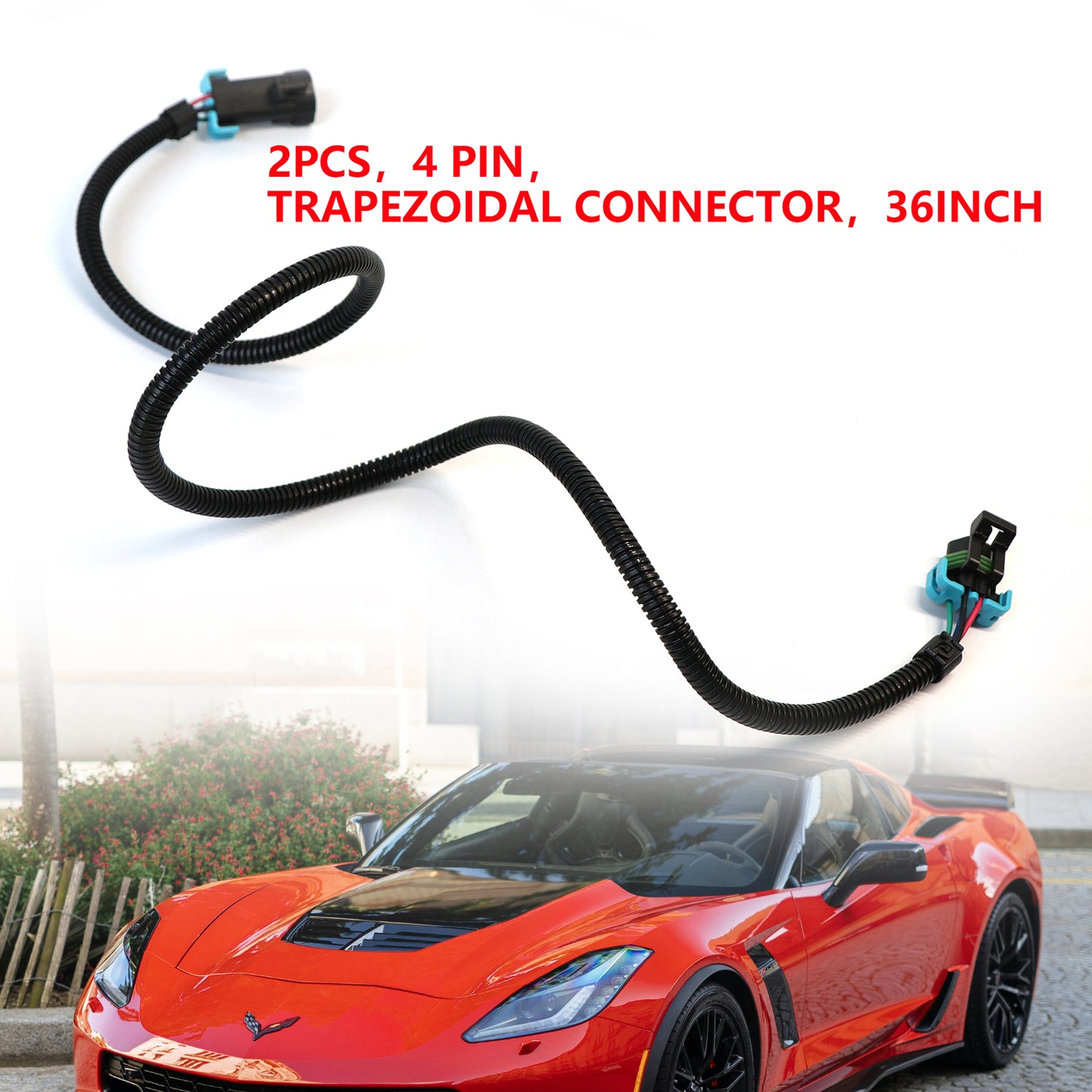 ETL INDUSTRIES 2Pcs 36IH 4 Pin O2 Oxygen Sensor Extension Harness Wires for 2008-2015 GM Corvette Camaro Trapezoidal Connector