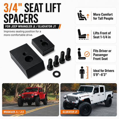 ETL INDUSTRIES Seat Riser Lift for Jeep JL/JT – 3/4" Front Seat Spacer, Tall Driver Comfort