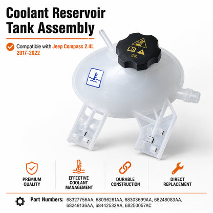 ETL INDUSTRIES Coolant Reservoir for Jeep Renegade Fiat 500X – Replaces 603-841, 2015-2018