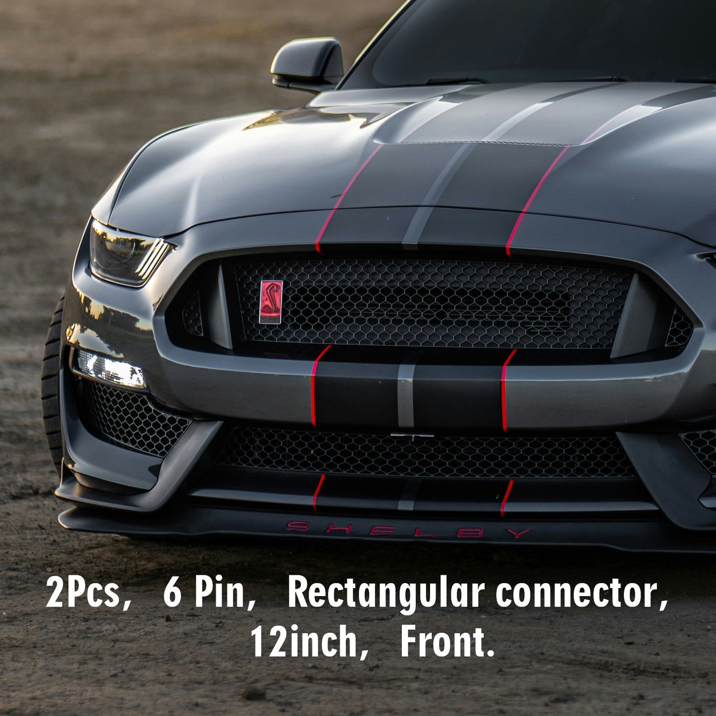 ETL INDUSTRIES 2Pcs 12IH 6 Pin Oxygen Sensor Extension Harness Wires for Ford Mustang GT 5.0L V8 and 3.7L V6 2015-2017 Rectangular Connector Front