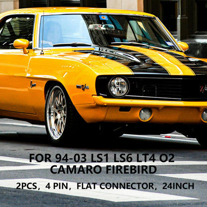 ETL INDUSTRIES 2Pcs 24IH 4 Pin O2 Oxygen Sensor Extension Harness Wires for 1994-2003 Ls1 Ls6 Lt4 O2 Camaro Firebird Flat Connector