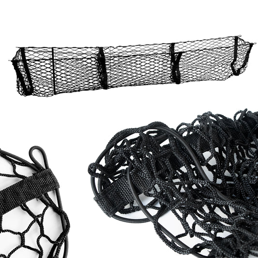 ETL INDUSTRIES 59 Inch Cargo Net Trunk Organizer for Pickup Trucks – Heavy Duty Mesh Storage Net with 3 Pockets, Universal Fit for Ford Dodge GMC Chevy Toyota Nissan Honda