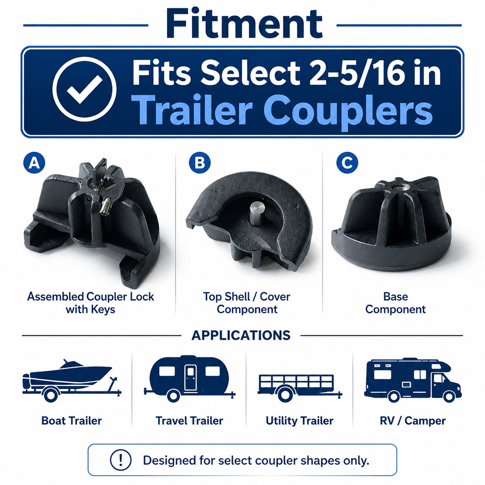 Proven Locks S175 Trailer Coupler Lock – 2 5/16-Inch Heavy Duty Anti-Theft Hitch Lock for Trailer, Boat & RV