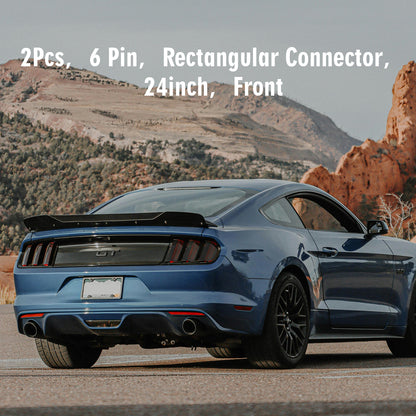 ETL INDUSTRIES 2Pcs 24IH 6 Pin Oxygen Sensor Extension Harness Wires for Ford Mustang GT 5.0L V8 and 3.7L V6 2015-2017 Rectangular Connector Front