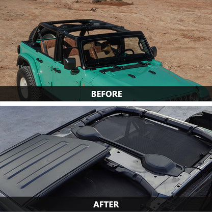 ETL INDUSTRIES Mesh Sunshade Bikini Top for Jeep Wrangler 2018-2024 JL Unlimited 4 Door Soft Top Cover UV Sun Protection Sun Shade Roof, Front & Rear (Classic)