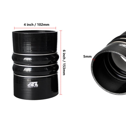 ETL INDUSTRIES 2PCS Silicone CAC Charge Air Cooler Hump Hose Boot Set 3IH ID, 6IH Length 4-Ply Reinforced Universal Silicone Cac Hose with Stainless Steel Clamp