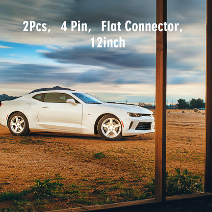 ETL INDUSTRIES 2Pcs 12IH 4 Pin Oxygen Sensor Extension Harness Wires for Chevy Camaro 6.2L 2016-2024 Manual Transmission Flat Connector, Black