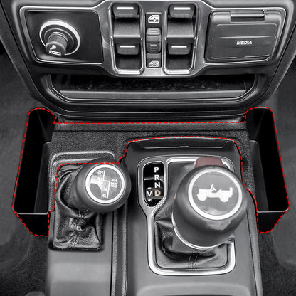 ETL INDUSTRIES 4PCS Center Console Organizer Storage Box for 2024 2025 Jeep Wrangler JL JLU 4XE and Gladiator JT, Gear Shift Console Tray Organizer, Hanging Armrest Storage Box, Co-Pilot Organizer