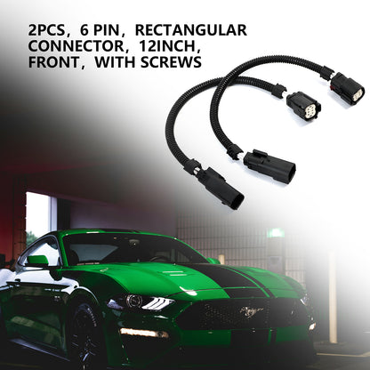 ETL INDUSTRIES 2Pcs 12IH 6 Pin O2 Oxygen Sensor Extension Harness Wires for Ford Mustang GT 5.0L V8 and 3.7L V6 2015-2017 Rectangular Connector Front with Screws