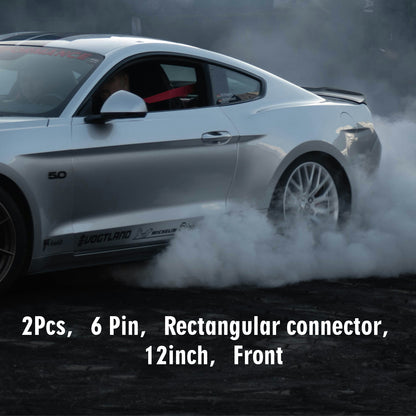 ETL INDUSTRIES 2Pcs 12IH 6 Pin Oxygen Sensor Extension Harness Wires for 2011-2014 Ford Mustang GT Rectangular Connector Front