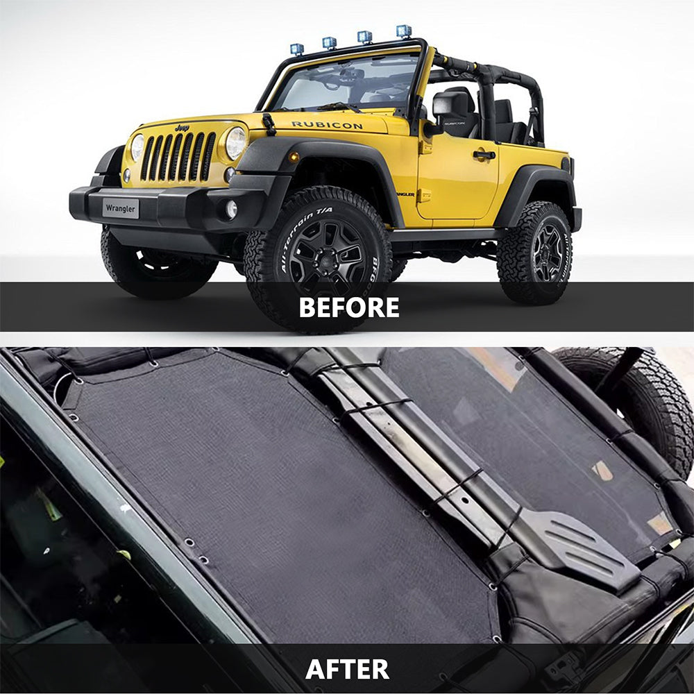 ETL INDUSTRIES Mesh Sunshade Bikini Top for Jeep Wrangler JK Unlimited 2007-2018 4 Door Soft Top Cover UV Sun Protection Sun Shade Roof, Front & Rear