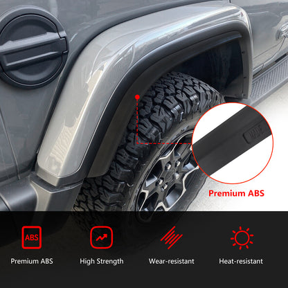 ETL INDUSTRIES Front & Rear Fender Flares Extensions Set for 2020-2024 Jeep Wrangler JT Mojave & Rubicon(Fit for JT High Fender)