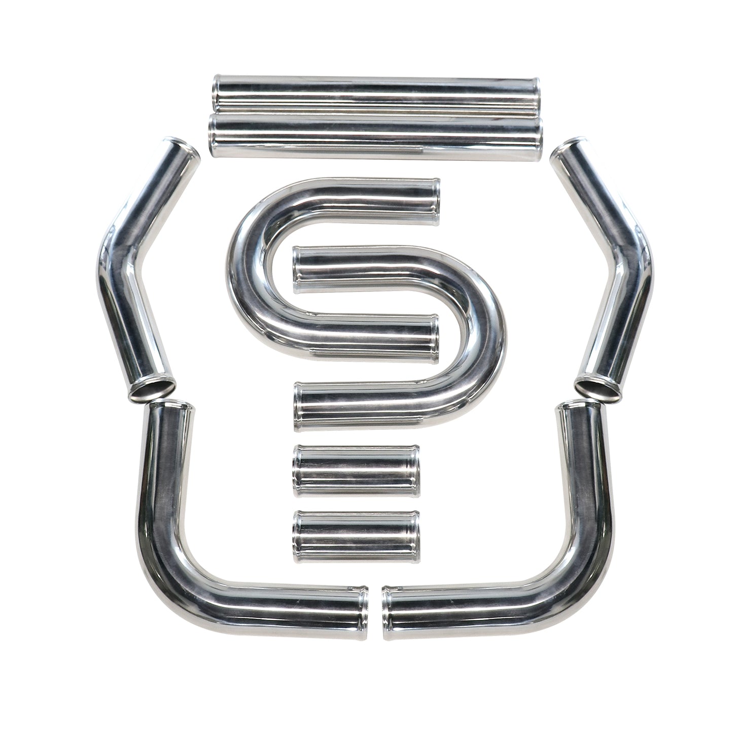 10PCS 3.5" Aluminum Intercooler Piping Kit, Universal DIY Custom Pipe Straight & U-Bend Elbow Tube Kits