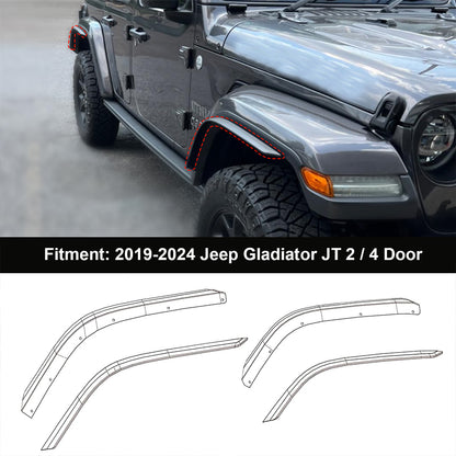 ETL INDUSTRIES Front & Rear Fender Flares Extensions Set Fits 2018-2023 for Jeep Wrangler JL JLU & JT Gladiator