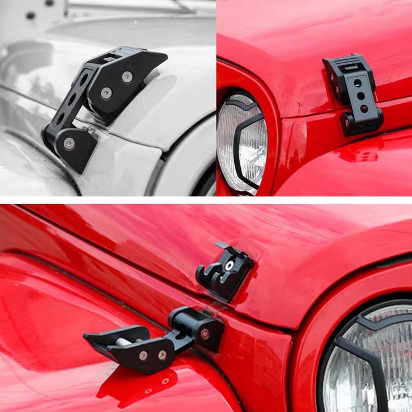 ETL INDUSTRIES Hood Latches Aluminum Hood Catch Kits for Jeep Wrangler JK/JKU 2007-2018, JL JLU 2018-2024 & Jeep Gladiator JT 2020-2024 Latch Locking