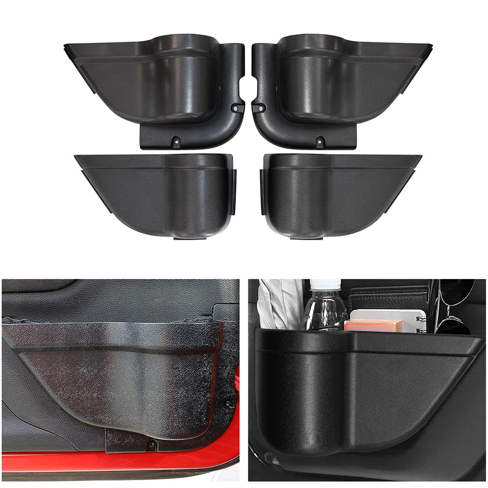 ETL INDUSTRIES Door Storage Pockets for Jeep JK 2007-2018 – 4PCS Front & Rear Organizer Tray Set