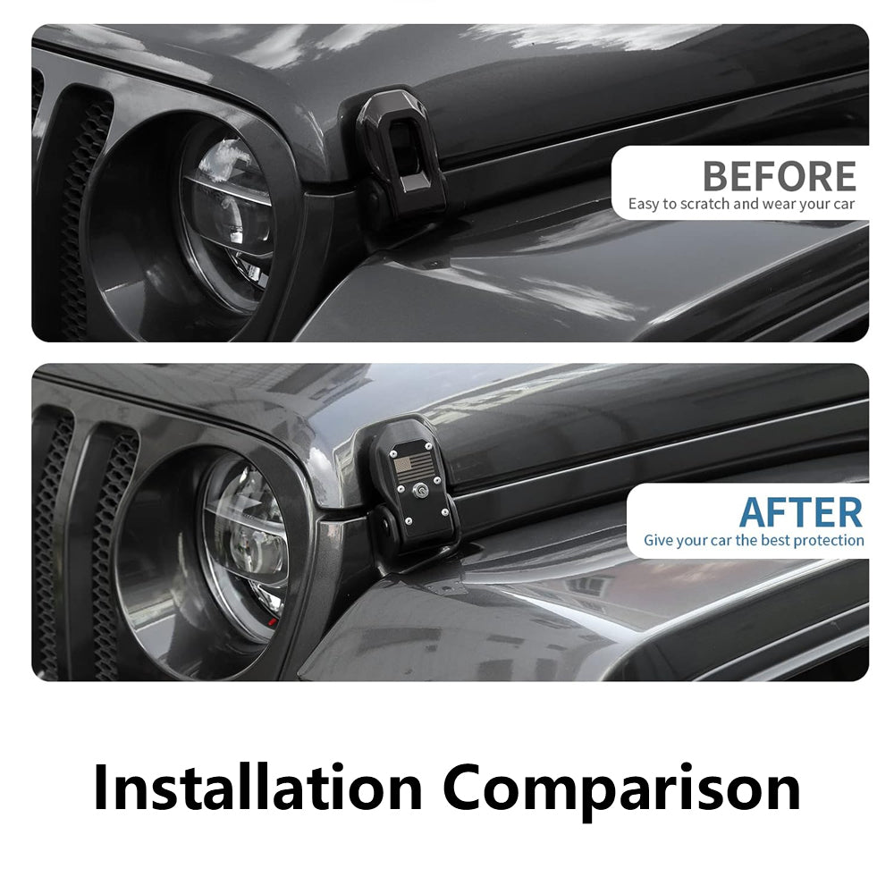 ETL INDUSTRIES Locking Hood Latches with Keys for 2018-2024 Jeep Wrangler JL/Gladiator JT Hood Latch Cover Catch Buckle Lock Kit with USA Flag