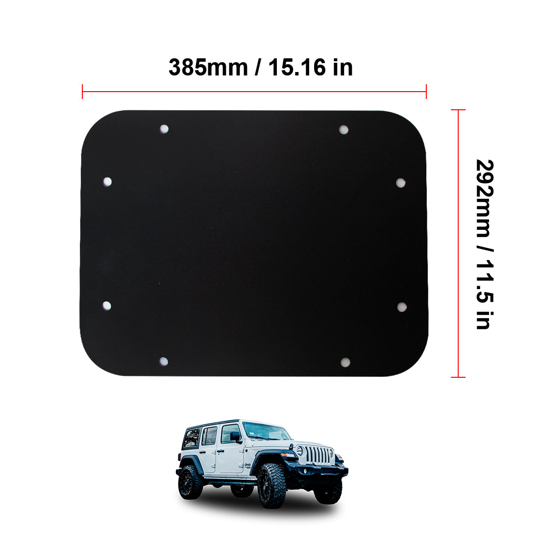 ETL INDUSTRIES Aluminum Spare Tire Carrier Delete Filler Plate Flat Tailgate Vent Cover & Tailgate Frame Rubber Plug with Bolts Fits 2007-2017 for Jeep Wrangler JK & JKU