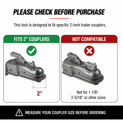 Proven Locks S175 Trailer Coupler Lock – 2-Inch Heavy Duty Anti-Theft Hitch Lock for Trailer, Boat & RV