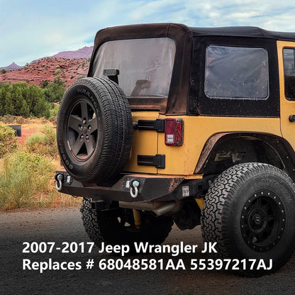 Spare Tire Holder Mounting Bracket Tire Carrier Rack with Screws ＆ Third Center High Mount Brake Light Assembly with Wiring Harness for Jeep Wrangler JK 2007-2018, Replaces # 68048581AA 55397217AJ