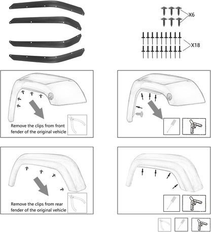 ETL INDUSTRIES Fender Flare Extensions for Jeep Wrangler JK JKU 2007-2018 – Factory Widened, Impact Resistant ABS Plastic (4Pcs Set)