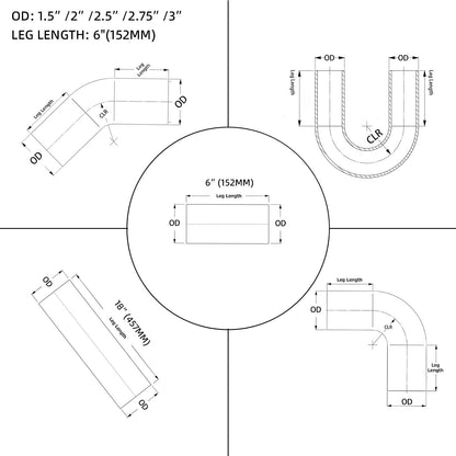 ETL INDUSTRIES 2.75-Inch Aluminum Intercooler Piping Kit, 10PCS Universal DIY Tube Set