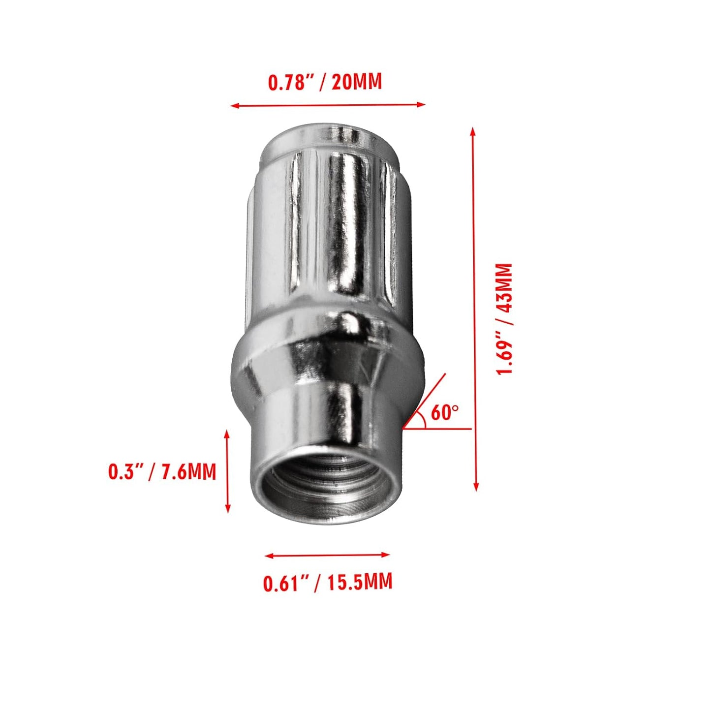 ETL INDUSTRIES M12x1.5 Spline Lug Nuts for Toyota Tacoma 4Runner – 24 Pcs Extended Closed End, 60° Cone, with Socket Key