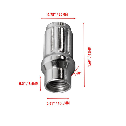ETL INDUSTRIES M12x1.5 Spline Lug Nuts for Toyota Tacoma 4Runner – 24 Pcs Extended Closed End, Silver, with Socket Key