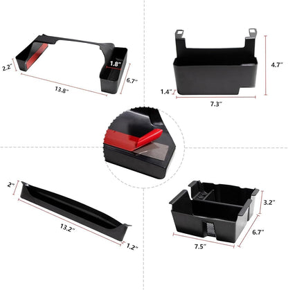 4PCS Center Console Organizer Kit for Jeep Wrangler JL/JLU 2018–2023 & Gladiator JT 2020–2023